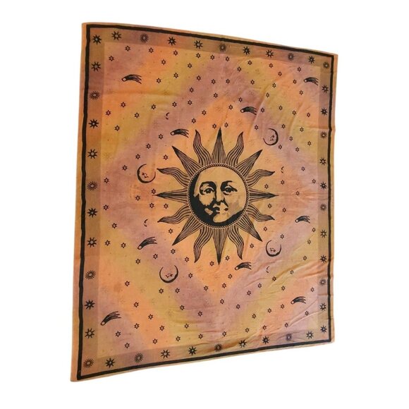 Earthbound Trading Co Sun Moon Wall Hanging Tapestry Stars Bohemian Gypsy Hippie - Picture 1 of 10